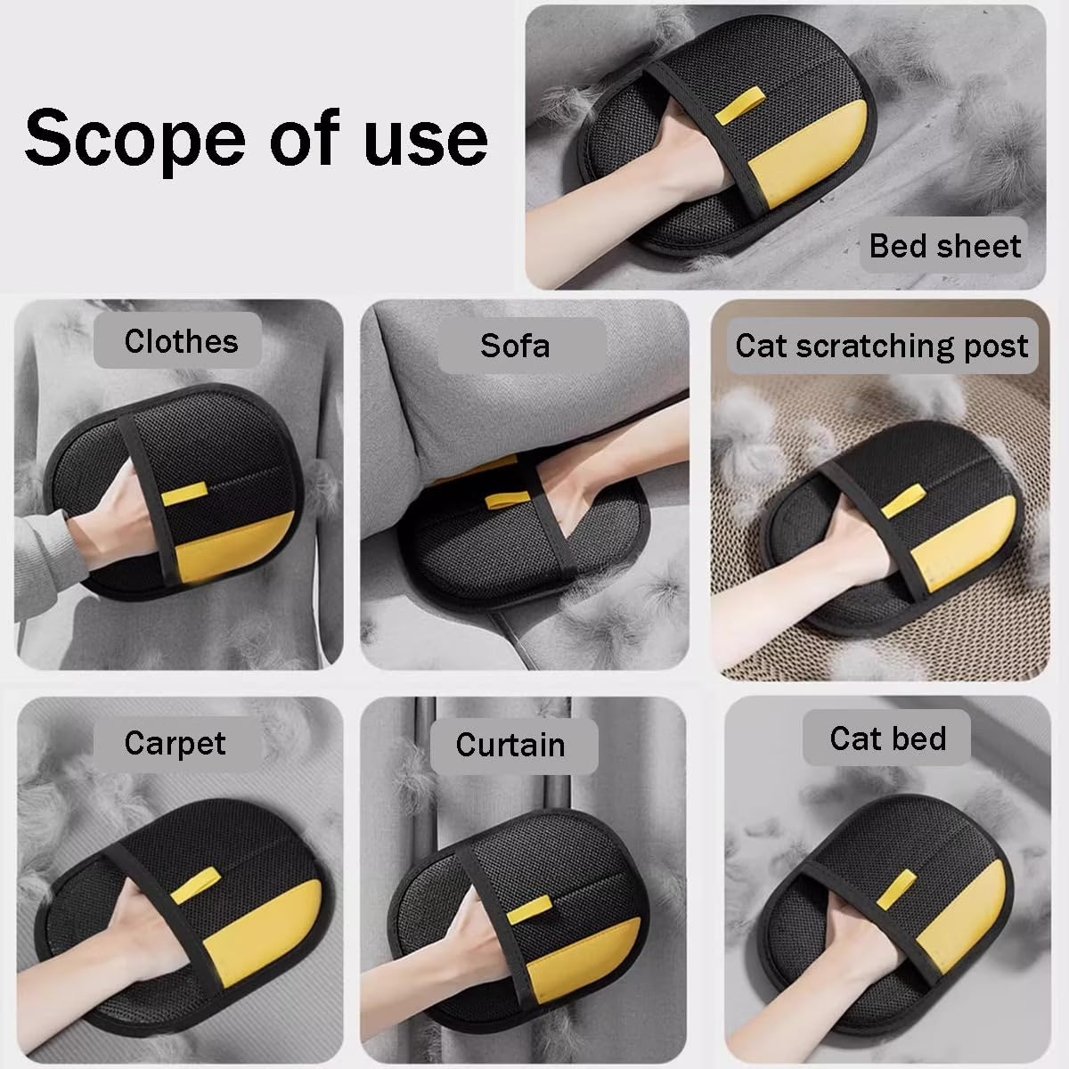 Pet Hair Remover Glove, Static Removal Gloves for Pet Hair, Reusable Double Sided Electrostatic Pet Hair Remover for Couch, Furniture, Carpet, Car Seat (2PCS)