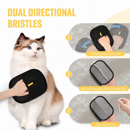 Pet Hair Remover Glove, Static Removal Gloves for Pet Hair, Reusable Double Sided Electrostatic Pet Hair Remover for Couch, Furniture, Carpet, Car Seat (2PCS)