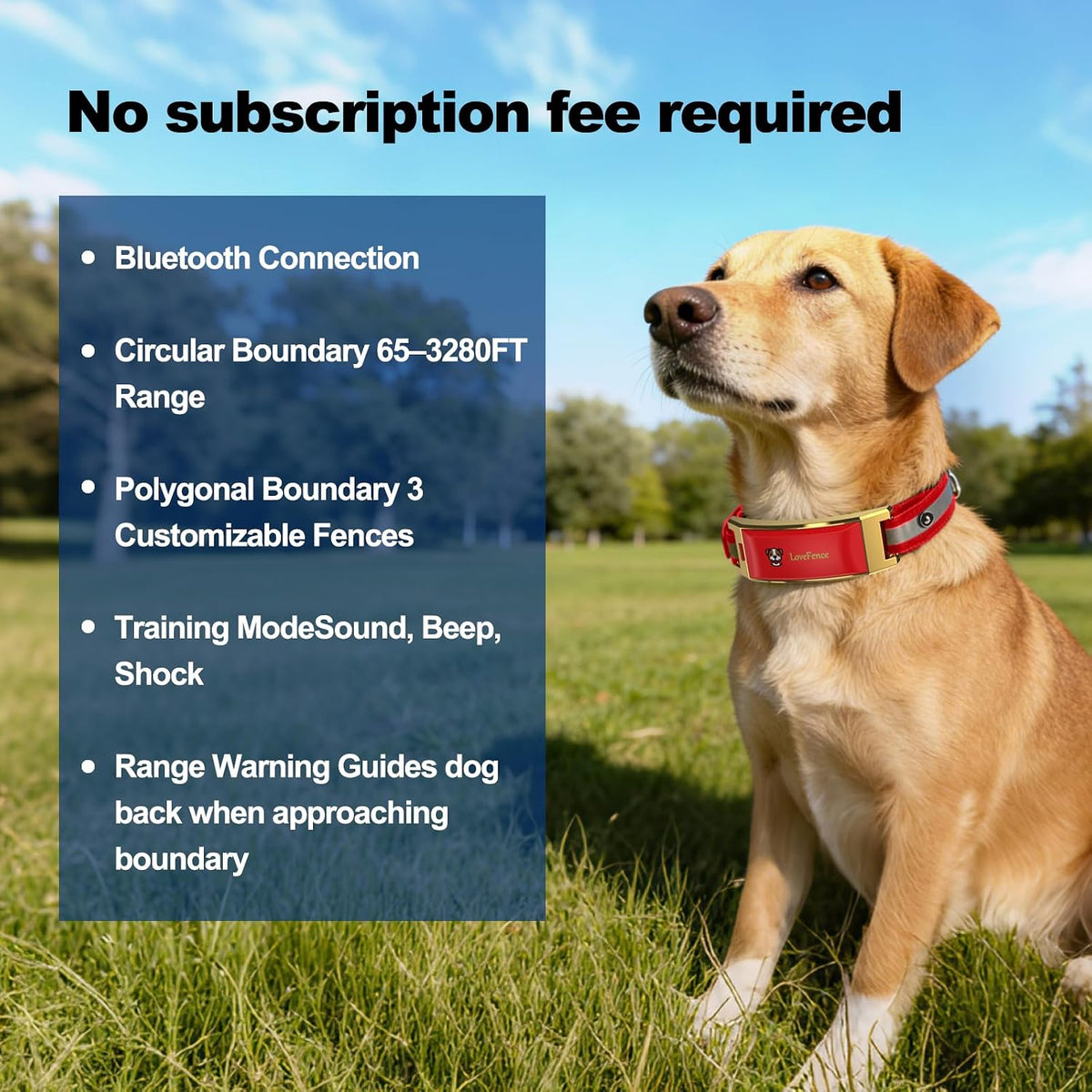 Wireless Electric GPS Dog Collar Fence for Medium/Large Dog: No Subscription Upgrade Pet Shock Barrier Containment System Yard Outdoor Perimeter,Stubborn Dog Train Bluetooth Collar for Dog Parent Red