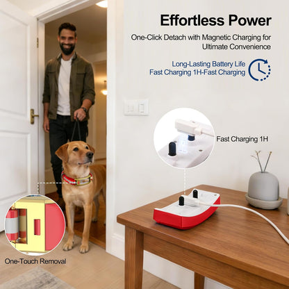 Wireless Electric GPS Dog Collar Fence for Medium/Large Dog: No Subscription Upgrade Pet Shock Barrier Containment System Yard Outdoor Perimeter,Stubborn Dog Train Bluetooth Collar for Dog Parent Red